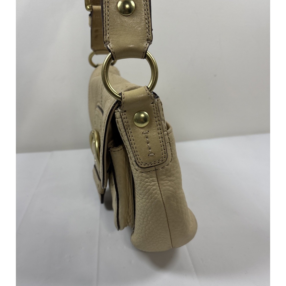 VTG Coach Soho Flap Brass Buckle Beige Leather Purse Shoulder Bag F11842 Y2K 90s - Picture 2 of 16